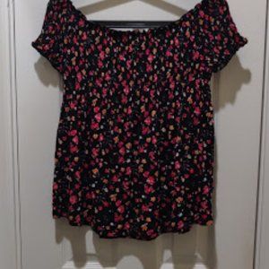 No Boundaries Off-The-Shoulder Floral Print Shirt